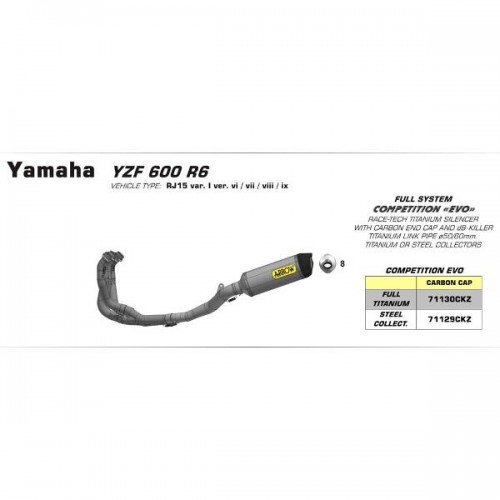 ARROW YAM R6 12-13 F-S COMP SS CLTRS RAC