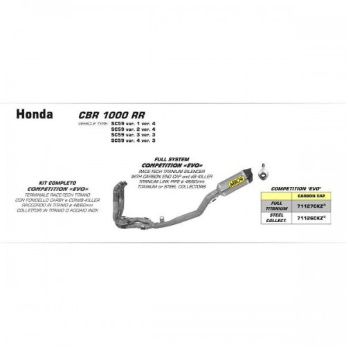 ARROW HON CBR1000RR 12-14 ALL Ti COMP HI