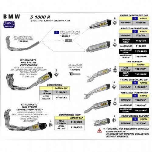 ARROW BMW S1000R 14-15 COMP LOW MOUNT F-