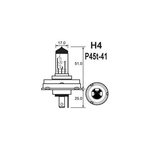 Bulb 12V 60/55 P45T Halogen H4 (1)