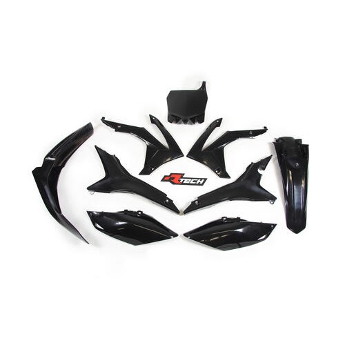 R TECH Black Plastic Kit For Honda CRF450R (2008) – Includes Plates, Shrouds & Fenders – Made In Italy